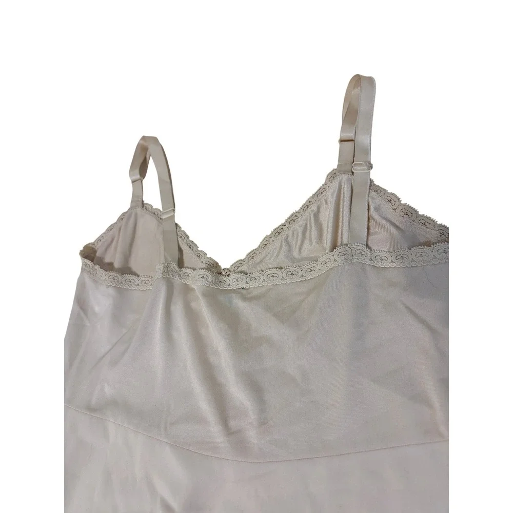 Vintage Cream Lace Trim Full Slip Dress Adjustable Straps 25" from Bust Size 32 - Picture 2 of 6